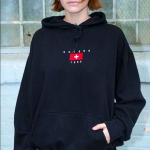 Brandy Melville Christy Black Oversized Suisse Hoodie (UNISEX)